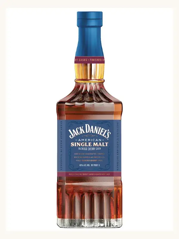 Jack Daniel's American Single Malt Oloroso Sherry Cask Tennessee Whiskey 1L whiskey bottle