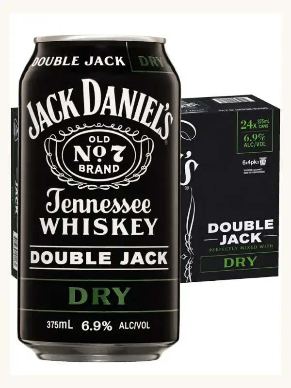 Jack Daniel's Double Jack Tennessee Whiskey & Dry 4 x 6 Pack 375mL Cans pack of cans