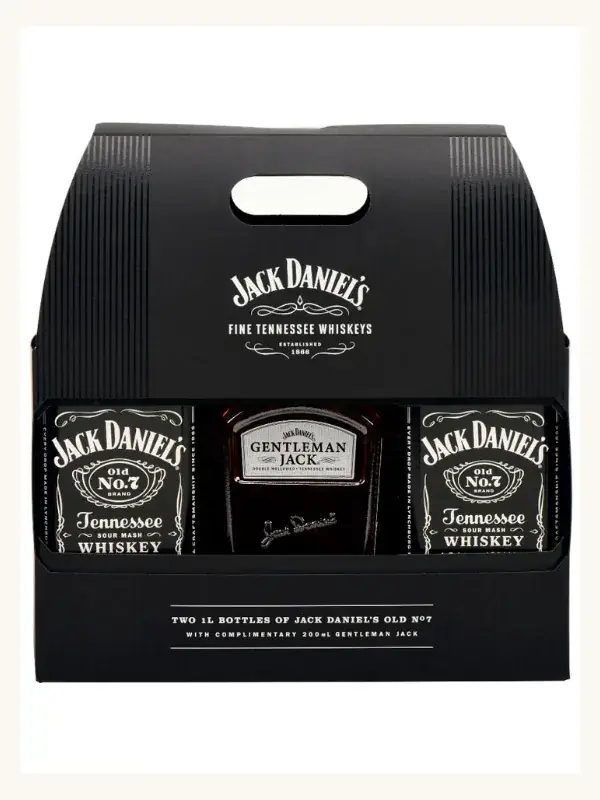 Jack Daniel's Old No.7 Tennessee Whiskey Twinpack 2 x 1L + Gentleman Jack 200mL gift pack