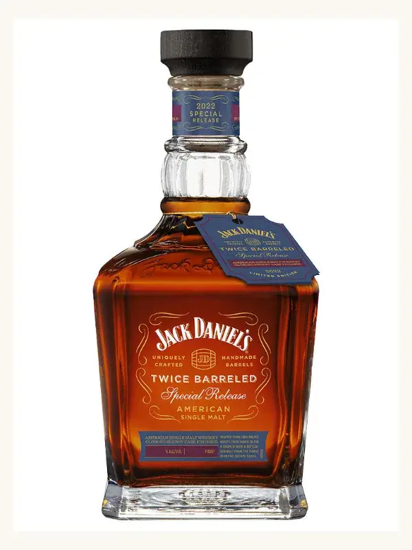 Jack Daniel's Twice Barreled Special Release 2022 American Single Malt Tennessee Whiskey 700mL whiskey bottle