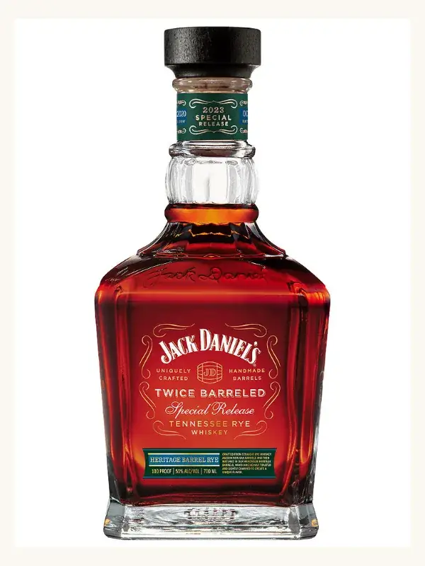 Jack Daniel's Twice Barreled Special Release 2023 Heritage Barrel Tennessee Rye Whiskey 700mL whiskey bottle