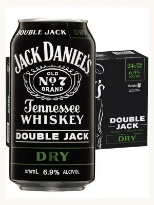 Jack Daniel's Double Jack Tennessee Whiskey & Dry 4 x 6 Pack 375mL Cans pack of cans