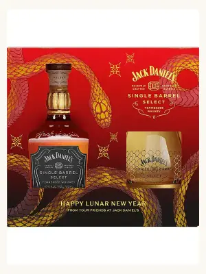 Jack Daniel's Single Barrel Select Year Of The Snake 2025 + Glass Gift Pack Tennessee Whiskey 750mL gift pack